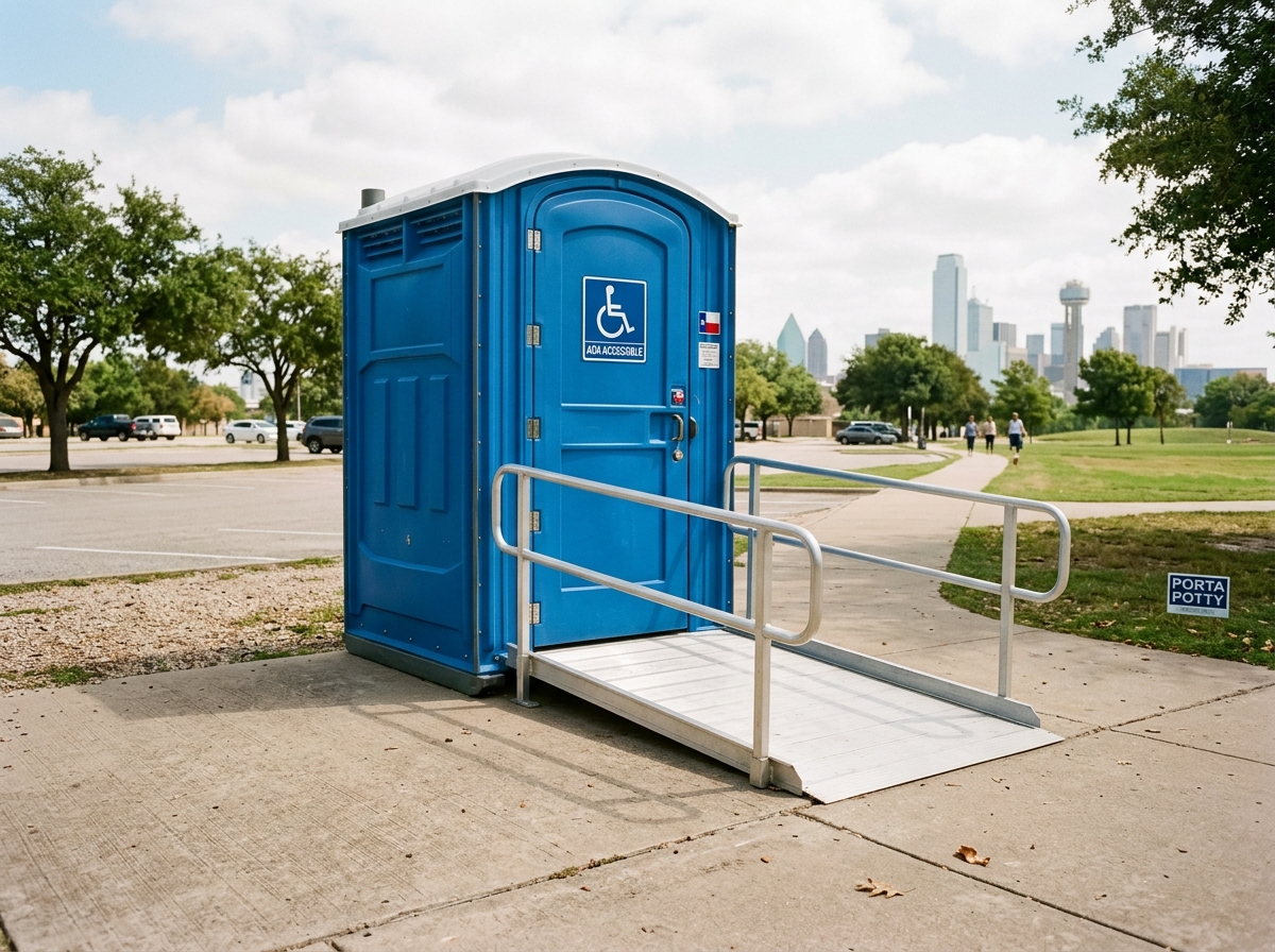 ADA handicap accessible portable toilet Dallas TX